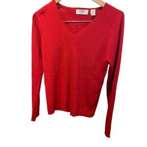 Vintage 90s Old Navy Outlet Red V Neck Long Sleeve Pullover Sweater Sz M